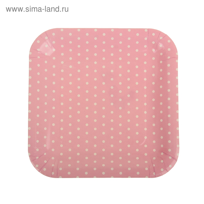 Набор бумажных тарелок "Горошек" розовый цвет, (6 шт), 23 см - Фото 1