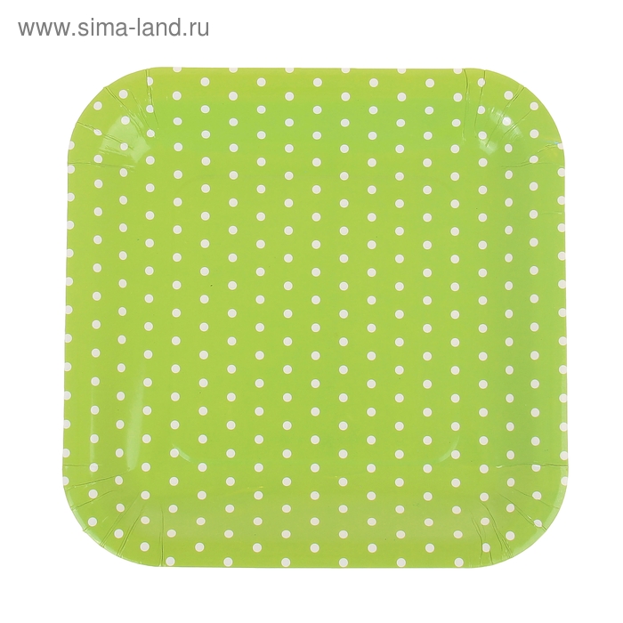 Набор бумажных тарелок "Горошек" зеленый цвет, (6 шт), 23 см - Фото 1