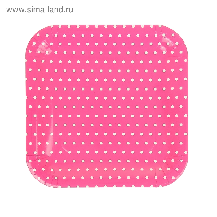 Набор бумажных тарелок "Горошек" малиновый цвет, (6 шт), 23 см - Фото 1