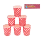 Набор бумажных стаканов, красный цвет в горох, (6 шт), 220 мл - Фото 2