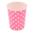 Набор бумажных стаканов, малиновый цвет в горох, (6 шт), 220 мл - Фото 1