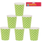 Набор бумажных стаканов, зеленый цвет в горох, (6 шт), 220 мл - Фото 2