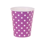 Набор бумажных стаканов, фиолетовый цвет в горох, (6 шт), 220 мл - Фото 1