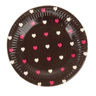 Набор бумажных тарелок "Цветные сердечки" черный цвет, (6 шт), 18 см - Фото 1