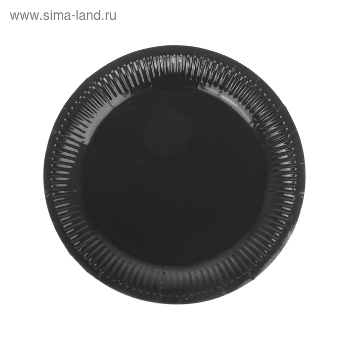 Набор бумажных тарелок,черный цвет, (6 шт), 23 см - Фото 1