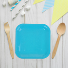 Набор бумажных тарелок, голубой цвет, (6 шт), 18 см - Фото 1