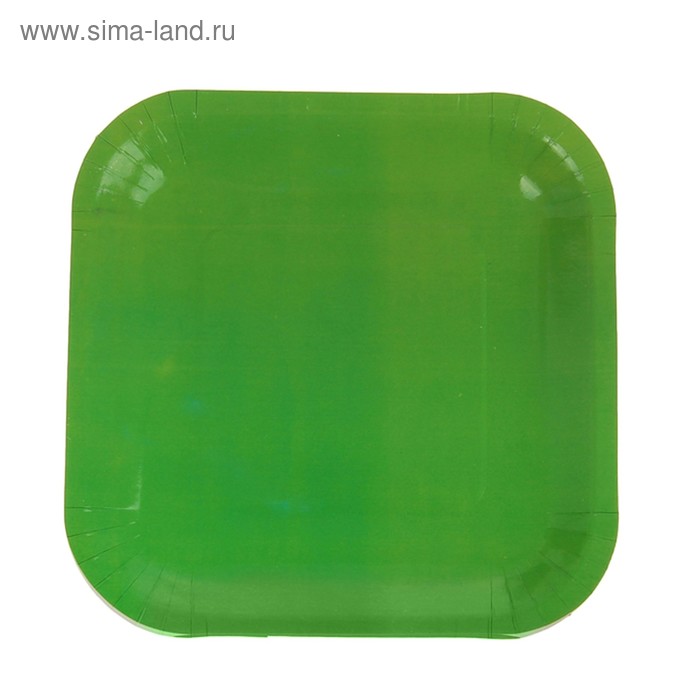 Набор бумажных тарелок, зеленый цвет, (6 шт), 18 см - Фото 1