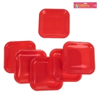 Набор бумажных тарелок, красно-оранжевый цвет, (6 шт), 18 см - Фото 2