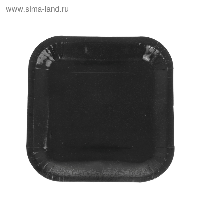 Набор бумажных тарелок, черный цвет, (6 шт), 18 см - Фото 1