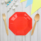 Набор бумажных тарелок, красный цвет, (6 шт), 18 см - Фото 1