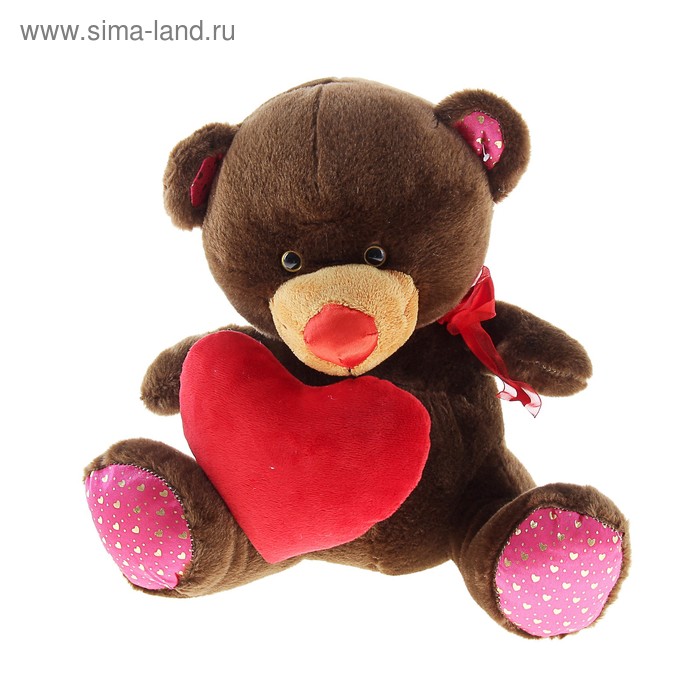 Мягкая игрушка "Мишка коричневый, на боку сердце" - Фото 1