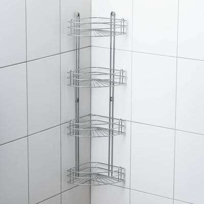Полка угловая 4-х ярусная, 28×18×85 см, цвет хром