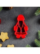 Форма для печенья новогодняя «Дед Мороз», вырубка, штамп, пластик, 10.2×6×1.4 см, красная - Фото 2