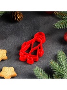 Форма для печенья новогодняя «Дед Мороз», вырубка, штамп, пластик, 10.2×6×1.4 см, красная - Фото 4