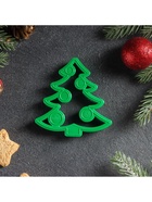 Форма для печенья новогодняя «Ёлочка», вырубка, штамп, 8.6×9×1.4 см, пластик, зелёная - Фото 2