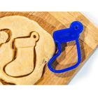 Форма для печенья новогодняя «Рождественский носок», вырубка, штамп, пластик, 9×8 см, синяя - Фото 1