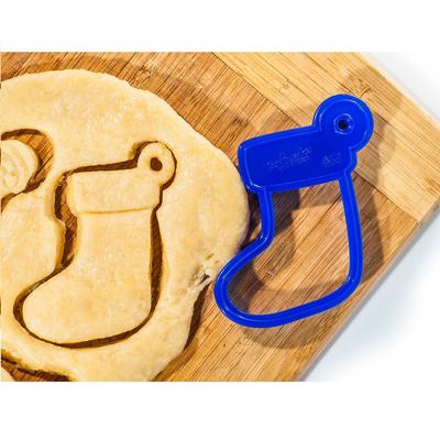 Форма для печенья новогодняя «Рождественский носок», вырубка, штамп, пластик, 9×8 см, синяя