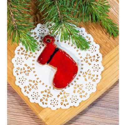 Форма для печенья новогодняя «Рождественский носок», вырубка, штамп, пластик, 9×8 см, синяя