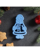 Форма для печенья новогодняя «Снегурочка», вырубка, штамп, 10×5.9×1.4 см, пластик, голубая - Фото 2