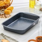 Противень Доляна «Элин Мрамор. Прямоугольник», 38,5×24×5,5 см, антипригарное покрытие, цвет серый - Фото 1