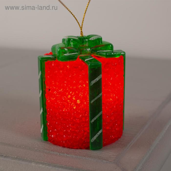 Игрушка световая "Подарок" (батарейки в комплекте) 7х8.5 см, 1 LED, RGB, КРАСНЫЙ - Фото 1
