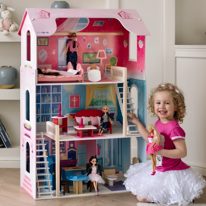 Кукольный домик «Вдохновение», (16 предметов мебели, 2 лестницы) - Фото 1