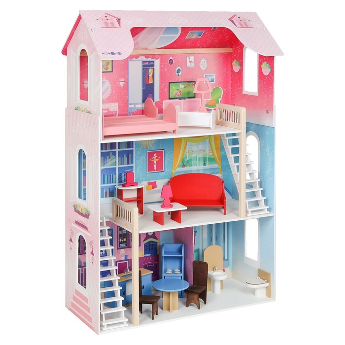 Кукольный домик «Вдохновение», (16 предметов мебели, 2 лестницы) - фото 1890700718
