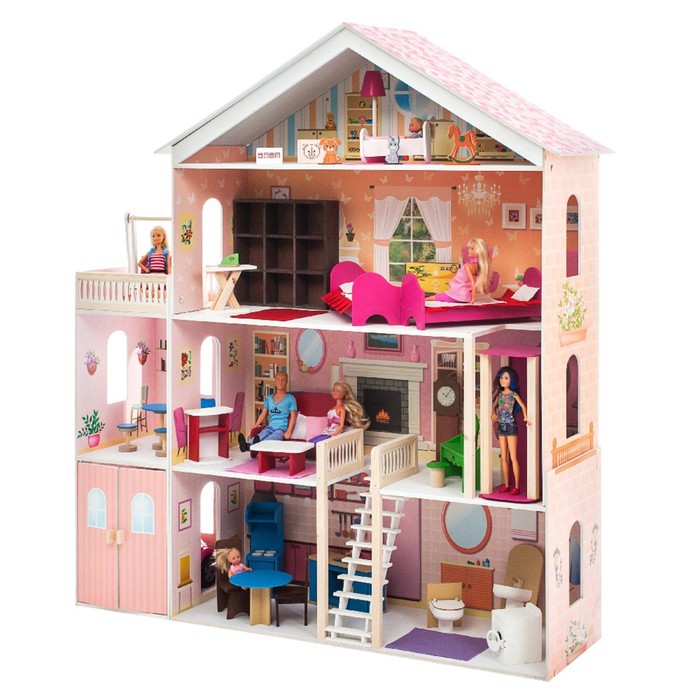 Большой дом для кукол «Мечта» (28 предметов мебели, лифт, лестница, гараж, балкон, качели) - фото 1927334971