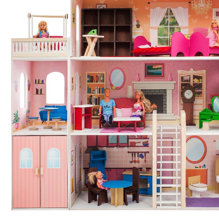Большой дом для кукол «Мечта» (28 предметов мебели, лифт, лестница, гараж, балкон, качели) - фото 1906873193