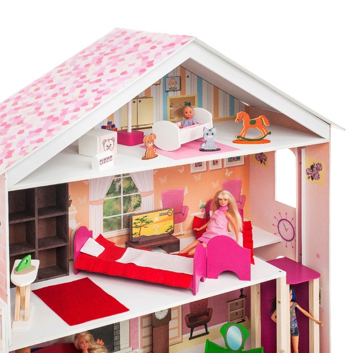Большой дом для кукол «Мечта» (28 предметов мебели, лифт, лестница, гараж, балкон, качели) - фото 1927334976