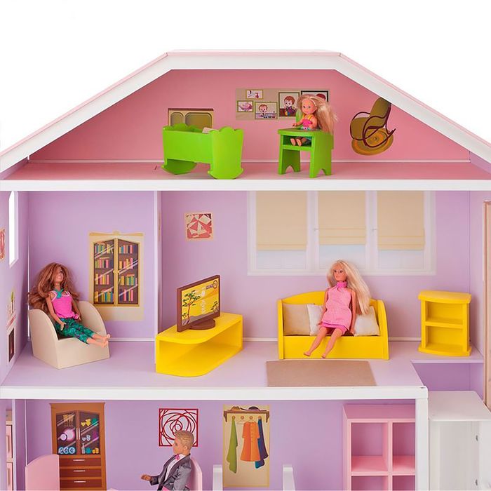 Домик кукольный деревянный Paremo «Фантазия», четырёхэтажный, с мебелью, с гаражом, со светом и звуком - фото 1892179850