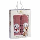 Комплект махровых полотенец LITTLE PUPPY 50x90, 70х140 см, цвет брусничный, хлопок - Фото 1