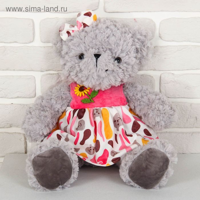Мягкая игрушка "Медведь в платье с цветком", МИКС - Фото 1