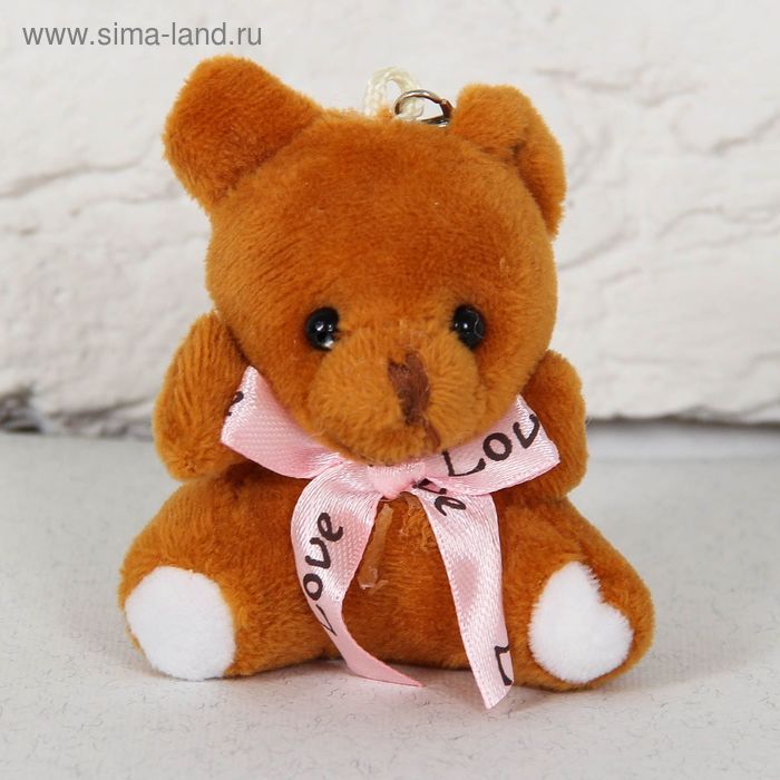 Мягкая игрушка-брелок "Медведь" с бантом LOVE, 7 см, МИКС - Фото 1