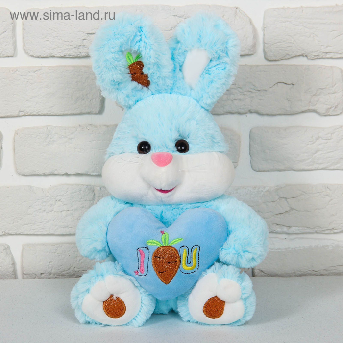 Мягкая игрушка "Заяц с сердцем и вышитой морковкой №2", МИКС - Фото 1
