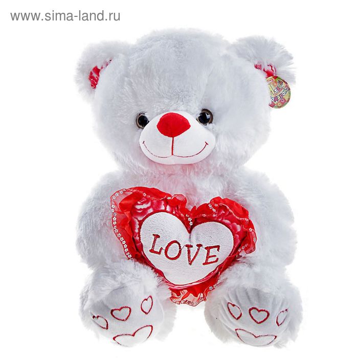 Мягкая игрушка "Медведь" с сердцем LOVE, МИКС - Фото 1