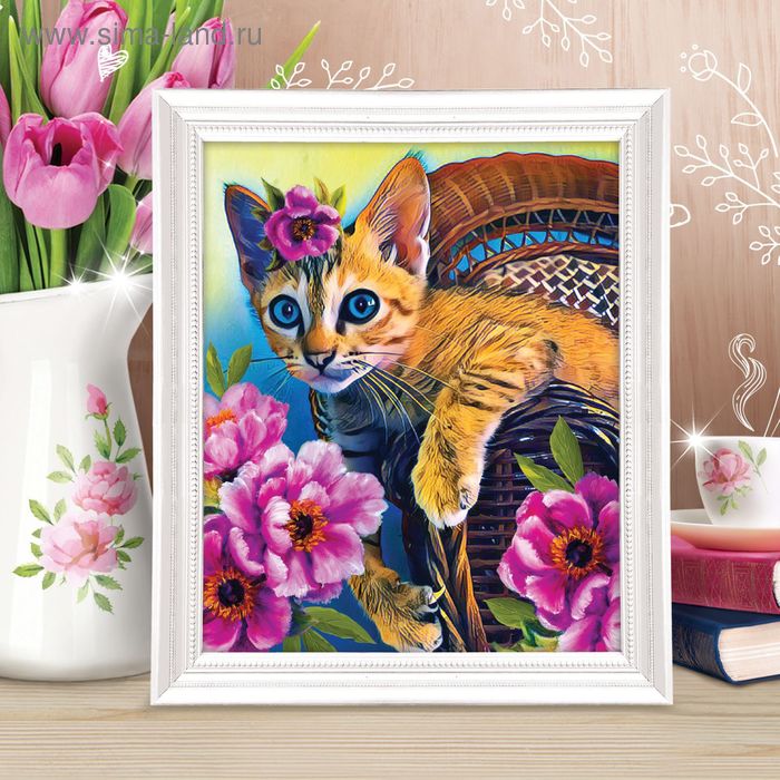 Картина по номерам «Котенок» с красками 18 шт. по 3 мл + кисти, 40×50 см - Фото 1