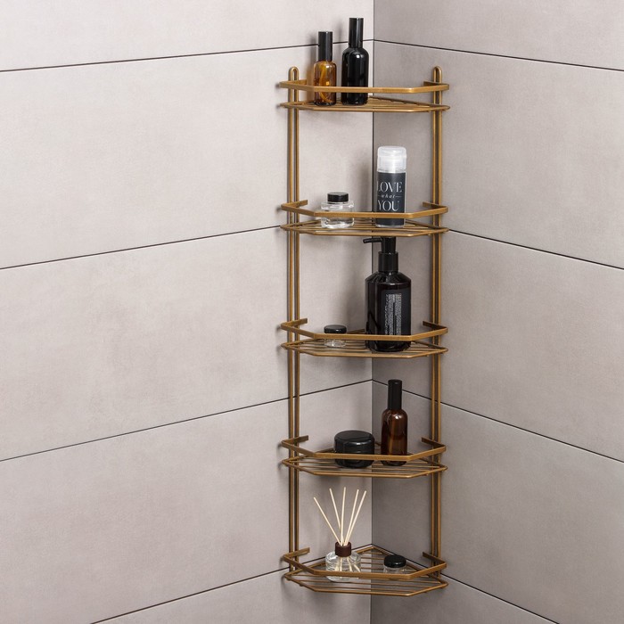 Полка угловая 5-ти ярусная Modern, 20×28×87 см, цвет бронза - Фото 1
