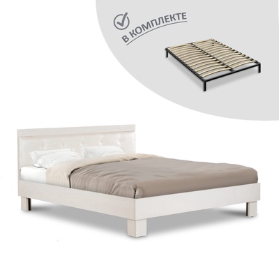 Кровать двуспальная «Азалия 16 М», 160×200 см, ортопедическое основание, цвет бодега белый