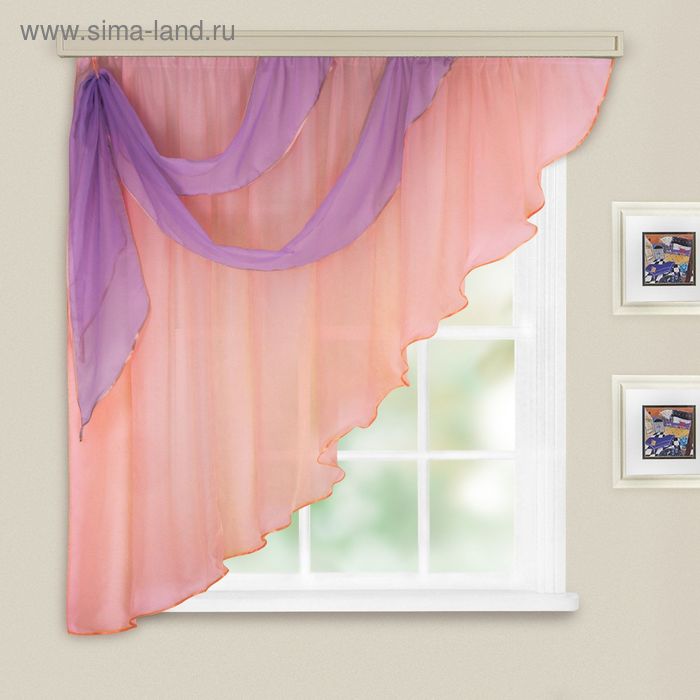 Комплект штор для кухни "Азалия", 285х160 см,45гр/м2, полиэстер 100% св.розовый (левая) - Фото 1