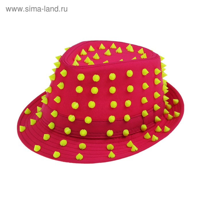 Карнавальная шляпа с жёлтыми шипами, р-р 56-58, цвет розовый - Фото 1