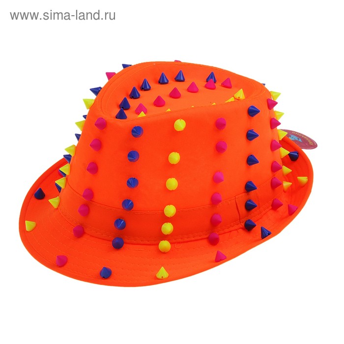 Карнавальная шляпа с разноцветными шипами, р-р 56-58, цвет оранжевый - Фото 1