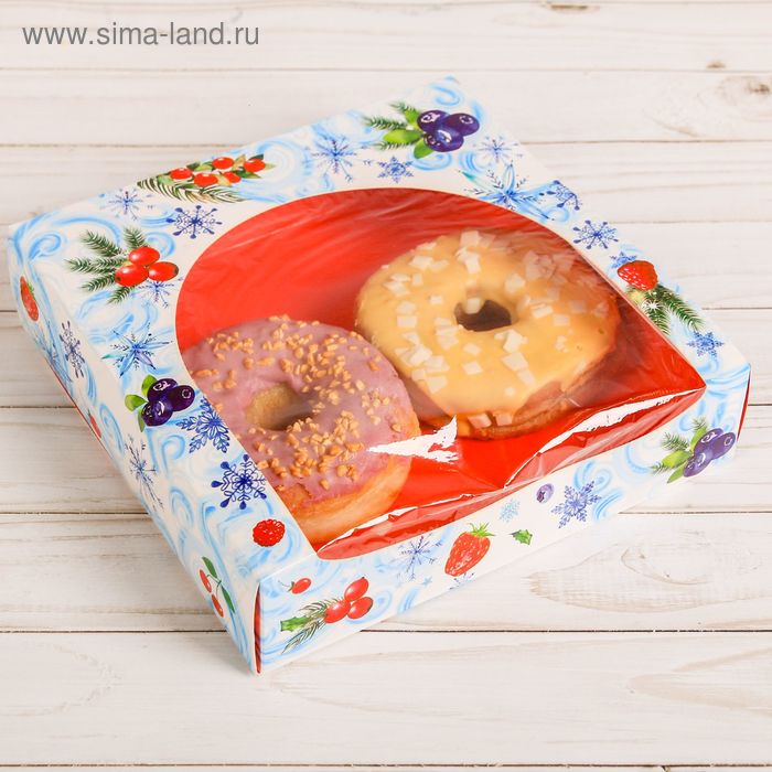 Коробочка для пончиков «Снежное утро», 20 х 20 х 5 см - Фото 1