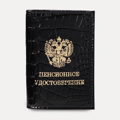 Обложка для пенсионного удостоверения, натуральная кожа, чёрная