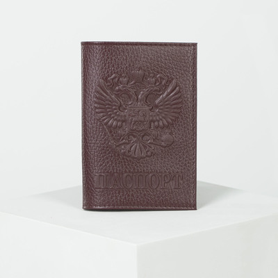 Обложка для паспорта, герб, цвет флотер бордовый