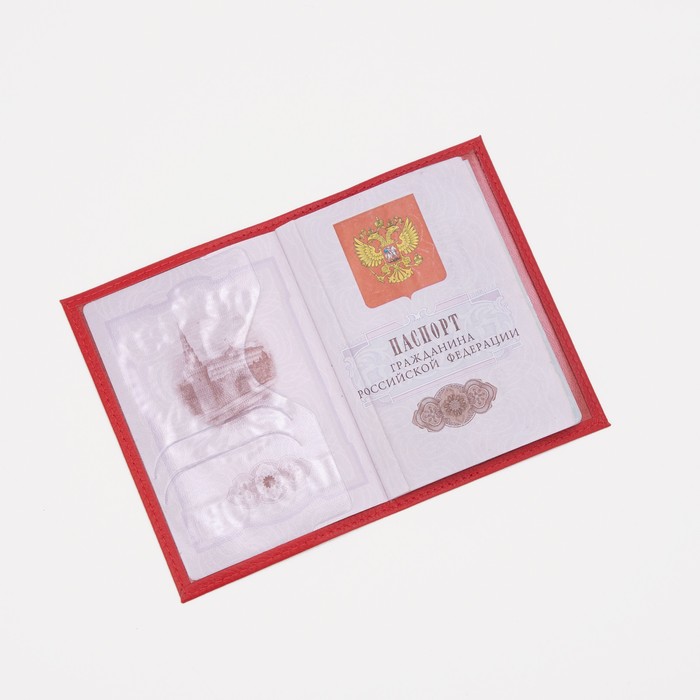 Обложка для паспорта, цвет красный - фото 1889219633