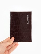 Обложка для паспорта, тиснение фольгой, натуральная кожа, тёмно-коричневая - Фото 5