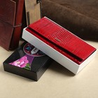 Кошелёк женский, 2 отдела рамка, 3 отдела, для карт, на клапане, наружный карман, цвет красный - Фото 4