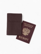 Обложка для паспорта, натуральная кожа, флотер, коричневая - Фото 4