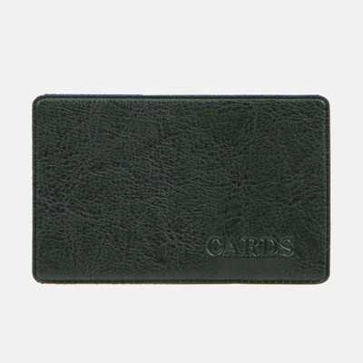 Обложка для проездного, пропуска, с тиснением, тёмно-зелёная